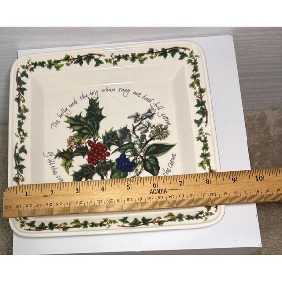 Portmeirion Botanic Garden Holly & Ivy Square Salad Plate 8.5" Christmas - Picture 5 of 6